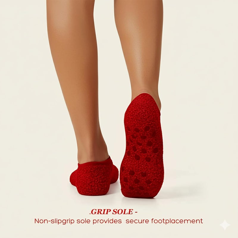 AmazingStone 3Pairs Cozy Winter Fuzzy Socks for Women With Grip Anti-Slip Fluffy Plush House Warm Ankle Socks - Image 3